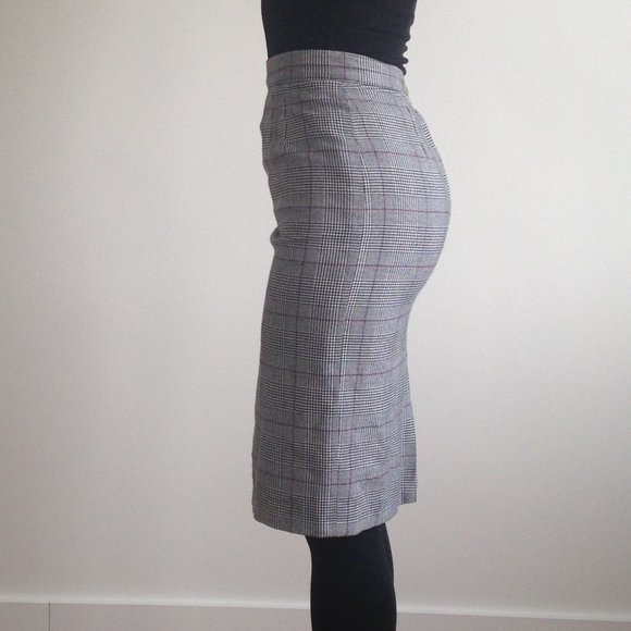 Evidence - Grey Plaid Houndstooth High Waisted Pencil Skirt - Picture 6 of 14